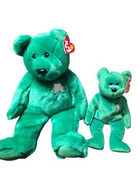 Ty Beanie Babies Erin the Bear Vintage Green Shamrock Plush